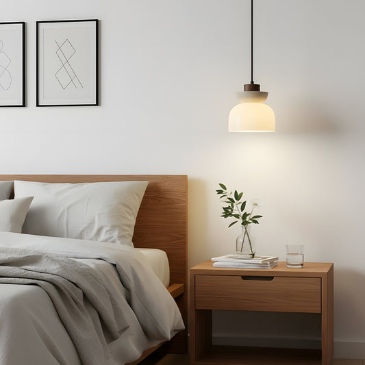 Angelia Wabi-Sabi Travertine Frosted Glass Pendant Light