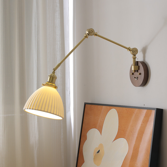 Elowen Modern Walnut Ceramic Wall Sconce