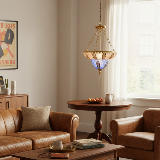 Caelum Vintage 3-Lichts Kleurrijke Kegel Verstelbare Kroonluchter