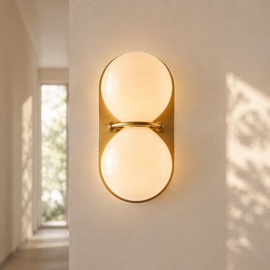 Mirea Modern Double Globe Glass Wall Sconce