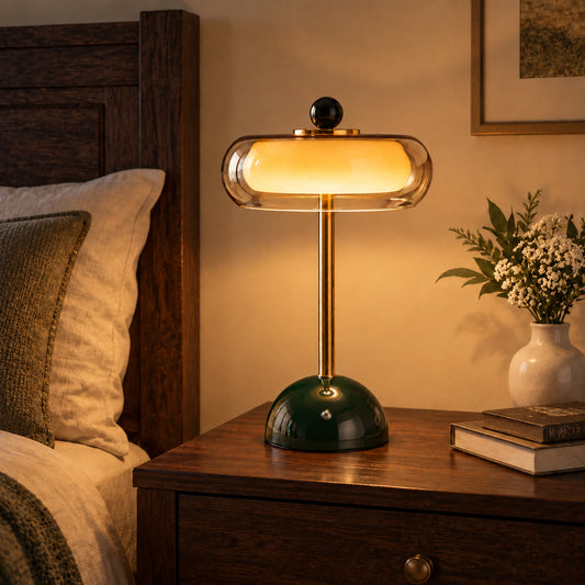 Sorcha Modern Glass & Alabaster Disc LED Table Lamp
