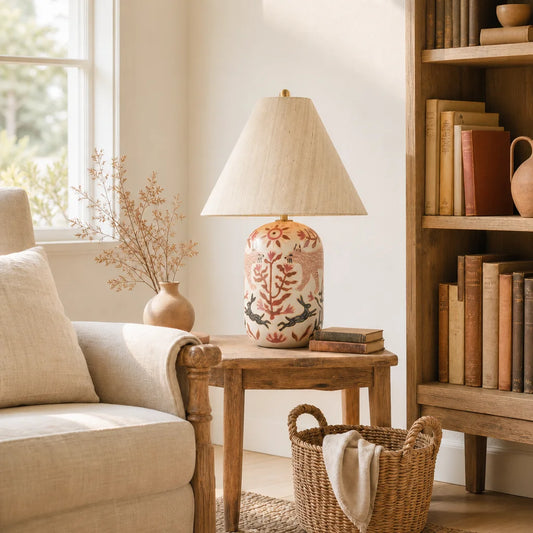 Plabo Retro Ceramic Linen Tapered Table Lamp