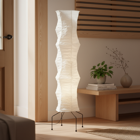 Kenji Moderne skulpturale Reispapier-Stehlampe