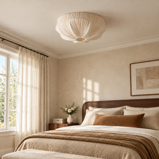 Nefydd Soft Linen Petal Flush Mount Ceiling Light