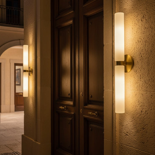 Bastian Modern Fluted Glass Double Asymmetrical Sconce