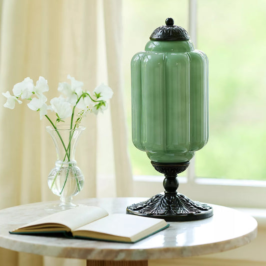 Lumi French Retro Cream Glass Textured Eloise Table Lamp