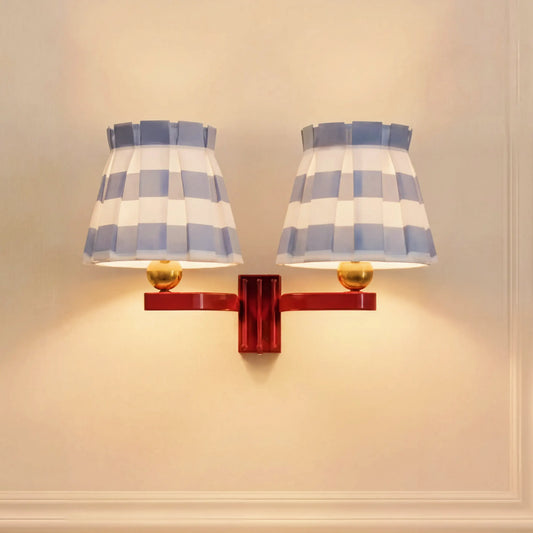 Beatrice Grandmillennial Plaid 2-Light Wall Sconce