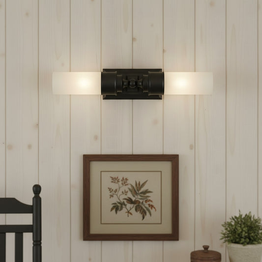 Isla Retro Brass Double Tube Glass Wall Sconce