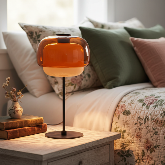 Sanae Modern Retro Double-Dome Colored Glass Table Lamp