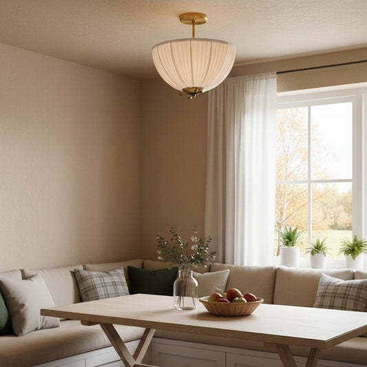 Keith Vintage Pleated Linen Flush Mount Ceiling Light