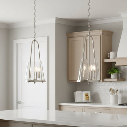 Ismena Industrial Flared Hammered Glass Pendant Light