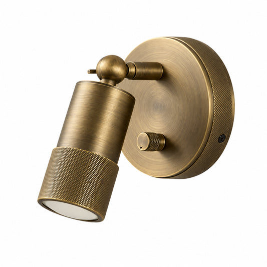 Rhiain Industrial Adjustable Brass Cylinder Wall Sconce