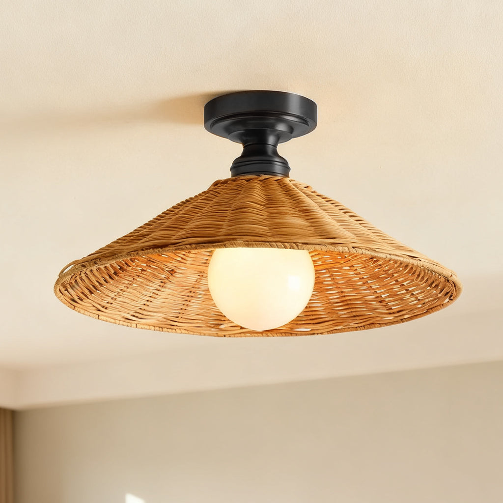 Lila Farmhouse Cone Rattan Ceiling Light | LuciaLiving – Lucia Living