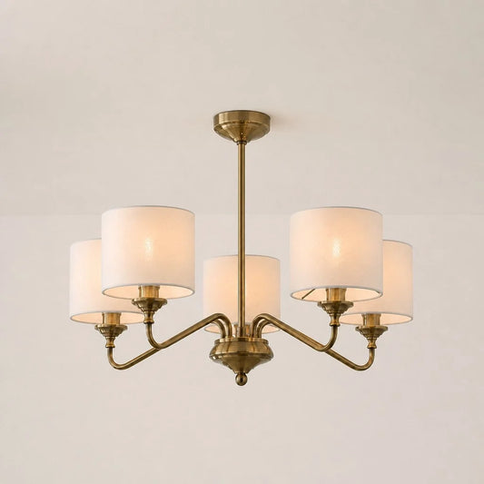 Eleanor Transitional Linen Shade 5-Light Chandelier