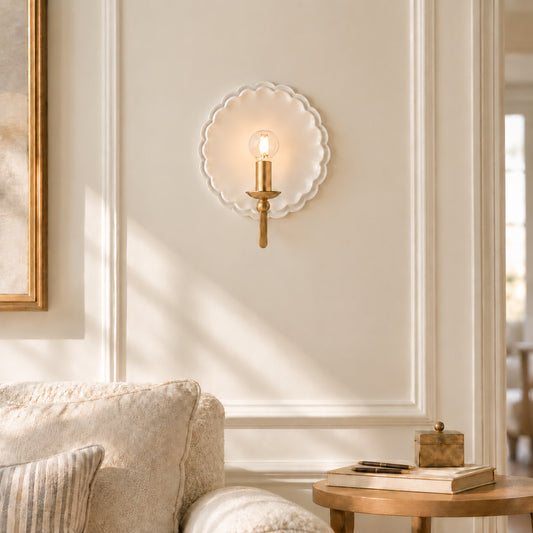 Glyth Vintage Ceramic Scallop Wall Sconce