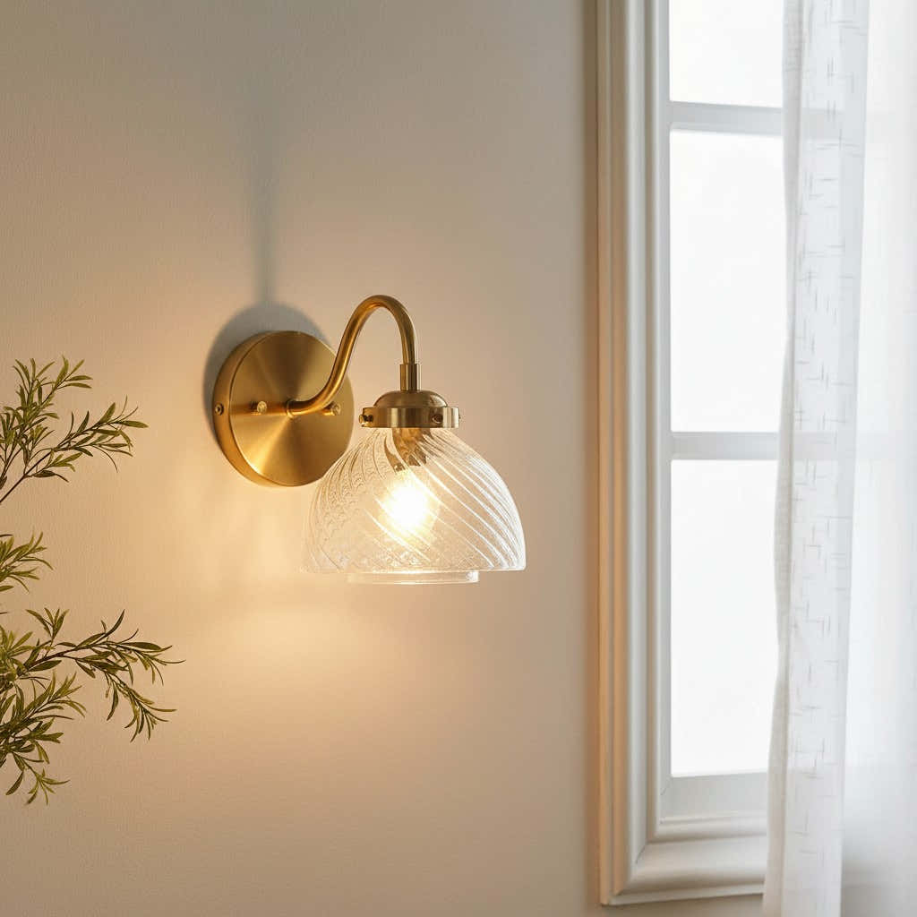 Elora Vintage Brass Swirled Glass Wall Sconce | LuciaLiving