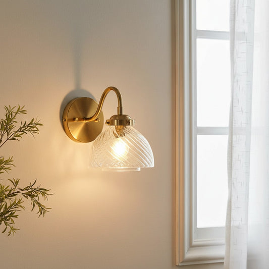 Elora Vintage Brass Swirled Glass Wall Sconce