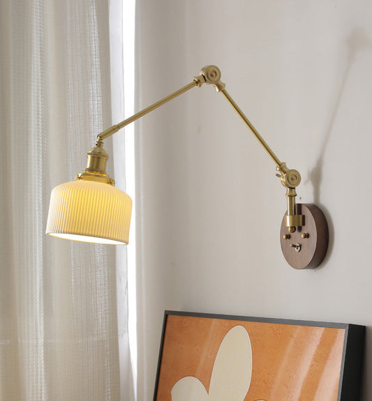 Elowen Modern Walnut Ceramic Wall Sconce