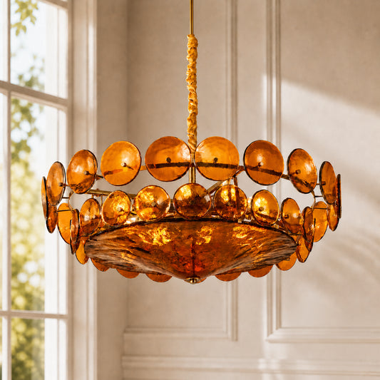 Elthyn Vintage Colorful Glass Ring Pendant Light