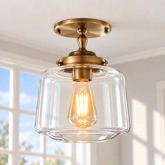 Sawyl Retro Clear Glass Semi Flush Mount Ceiling Light
