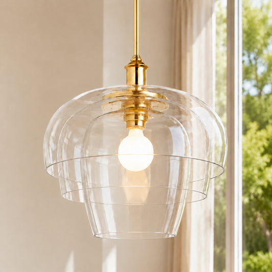 Lirvenn Modern Glass Dome Layered Pendant Light