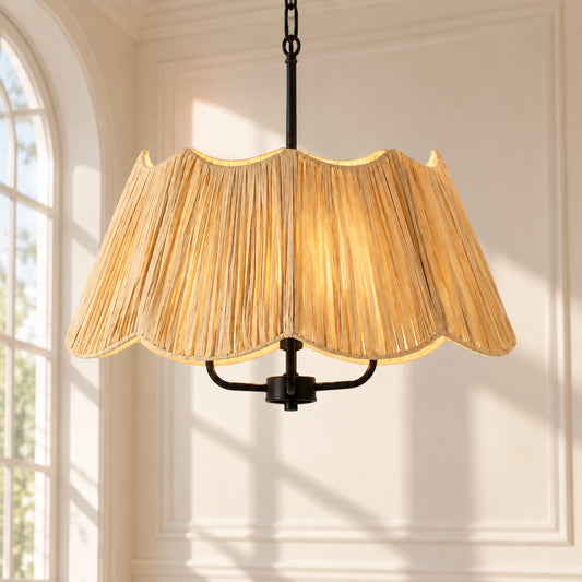Vaelin Bohemian Ruffled Paper Wavy Pendant Light
