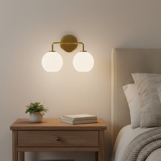 Declan Modern Globe Sculptural Milk Glass Vanity Light