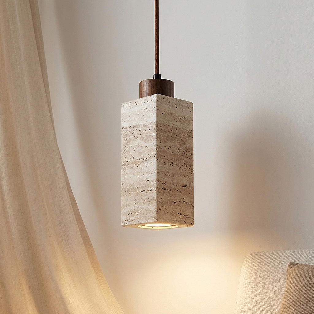 Natural Travertine Modern Vintage Cream Pendant Light | Lucia Living