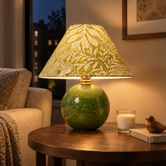 Edern Vintage Green Fabric Ceramic Table Light
