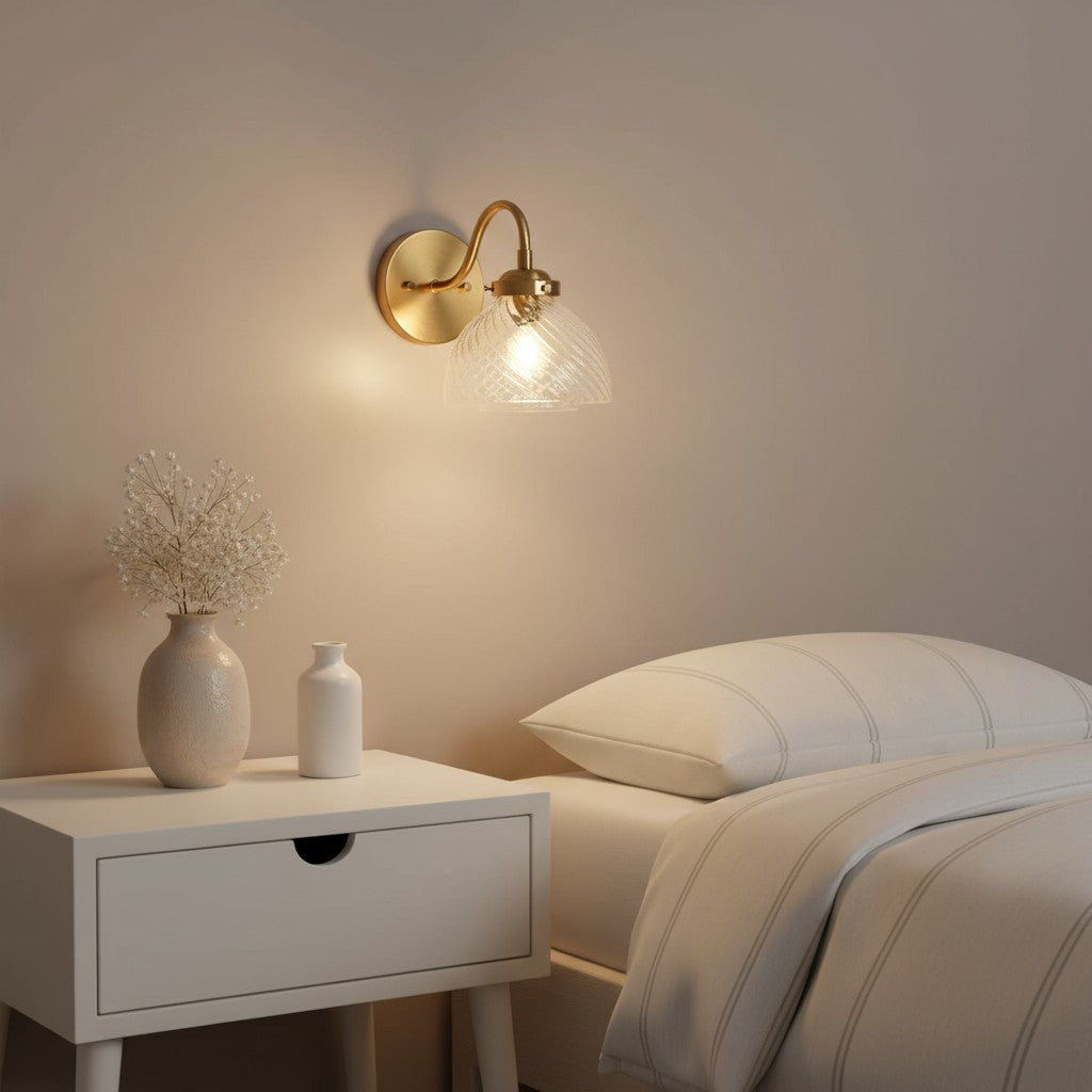 Elora Vintage Brass Swirled Glass Wall Sconce | LuciaLiving