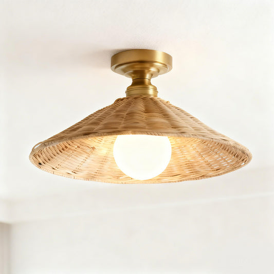 Plafonnier conique en rotin Lila Farmhouse