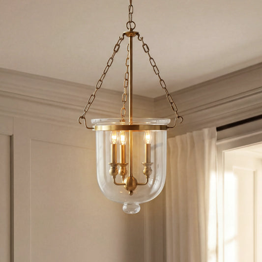 Aurelia Traditional Clear Glass Bell Jar Pendant Light