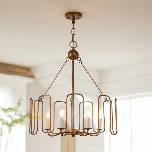 Bronwen Retro Boerderij 6-Lichts Drum Metaal Hanglamp