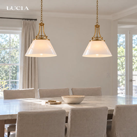 Abel Vintage Conical Glass Pendant Light