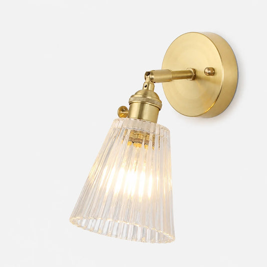 Margot Vintage Adjustable Ribbed Glass Wall Sconce