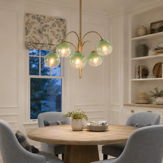 Adrian Modern Metal Glass 5‑Light Globe Chandelier