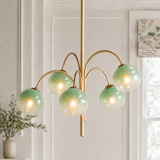 Adrian Modern Metal Glass 5‑Light Globe Chandelier