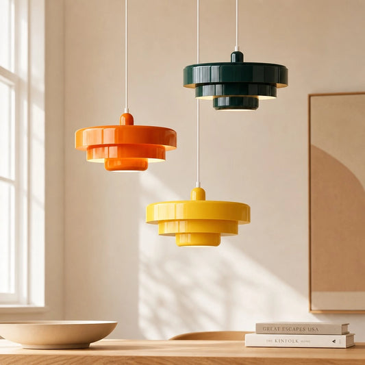 Suspension lumineuse Aetna Scandinavian à disque triple couche coloré