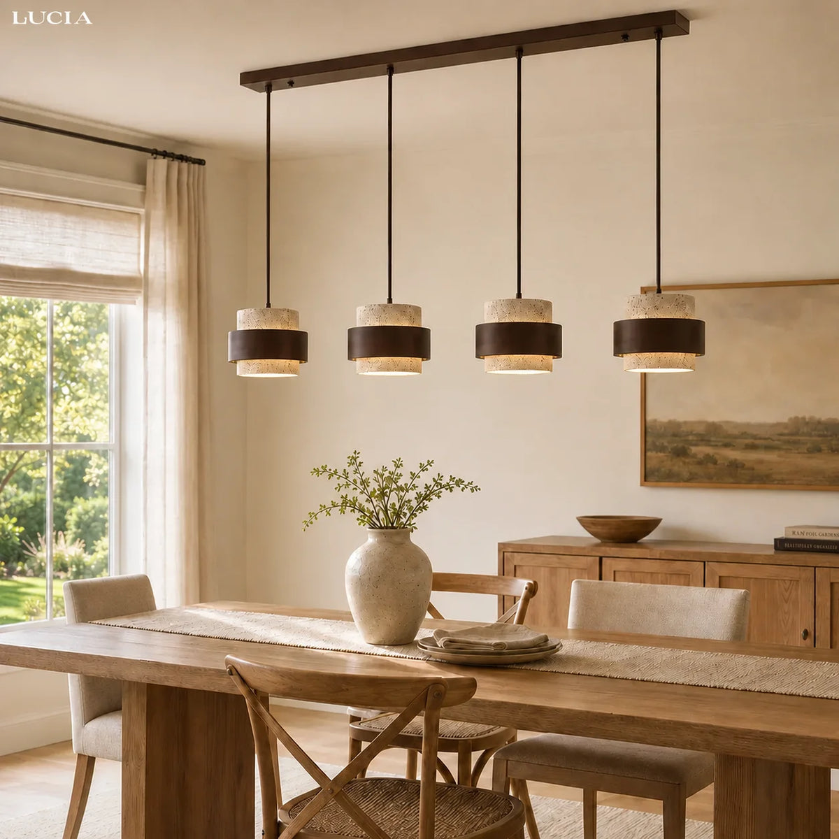 Vintage Cylindrical Wabi-Sabi Travertine Stone Pendant Light Vintage Cylindrical Wabi-Sabi Travertine Stone Pendant Light