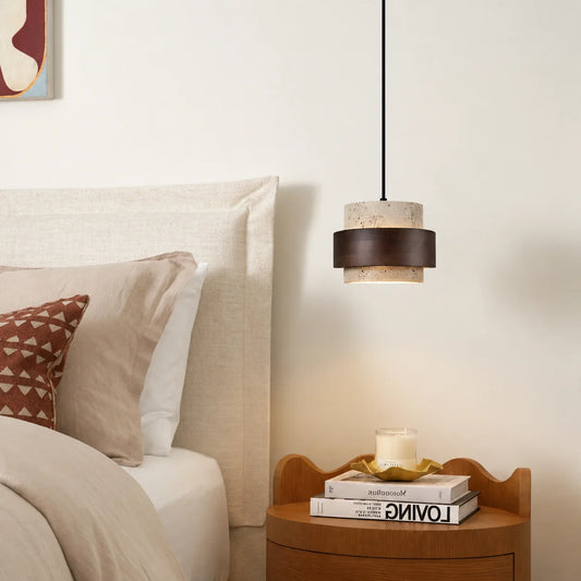 Suspension cylindrique vintage Aksel en travertin 