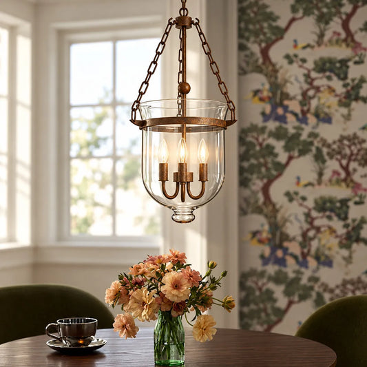Aurelia Farmhouse Glass Bell Jar Pendant Light