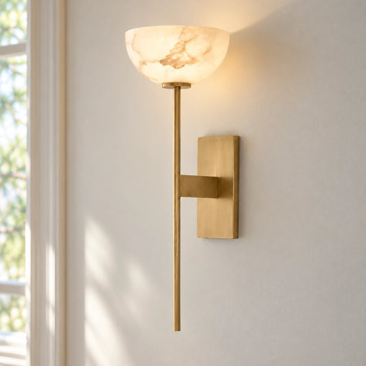Alistair Bowl Alabaster Vanity Wall Sconce