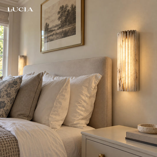 Alonzo Ribbed Alabaster Vanity LED Wall Sconce
