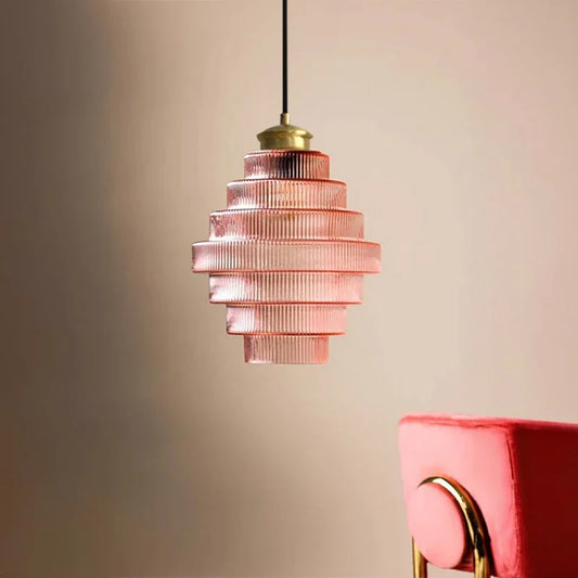 Amara Nordic Striped Stained Glass Bottle Pendant Light