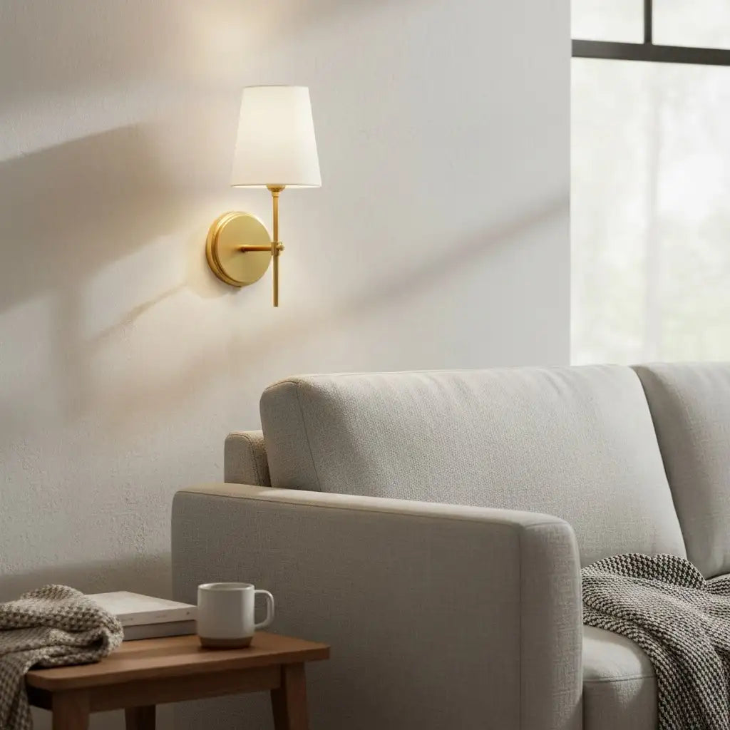 Amberly Minimalist Fabric Brass 1-light Wall Sconce2.webp__PID:1284a5c1-915c-4923-8224-e71d5b563652