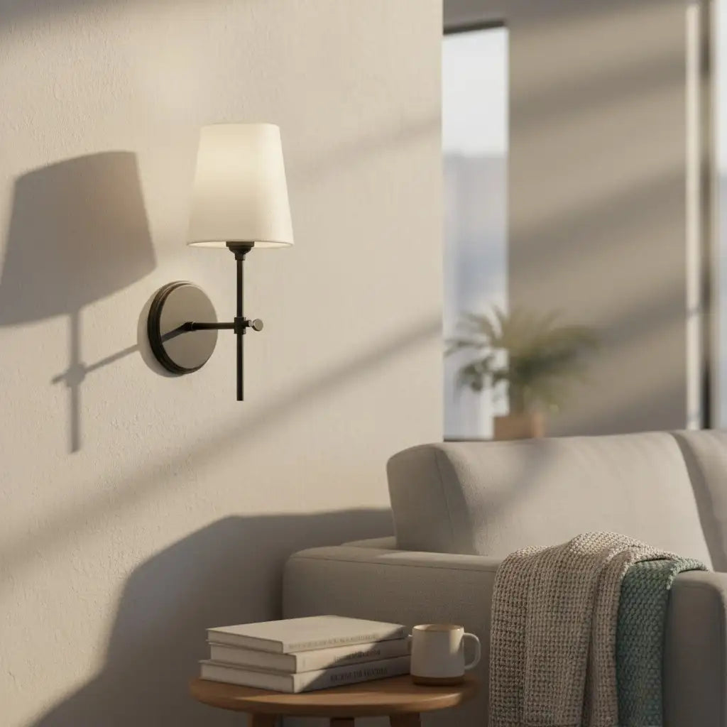 Amberly Minimalist Fabric Brass 1-light Wall Sconce4.webp__PID:a5c1915c-b923-4224-a71d-5b563652913d