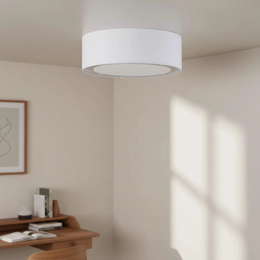 Ames Nordic Drum Linen Shade Ceiling Light