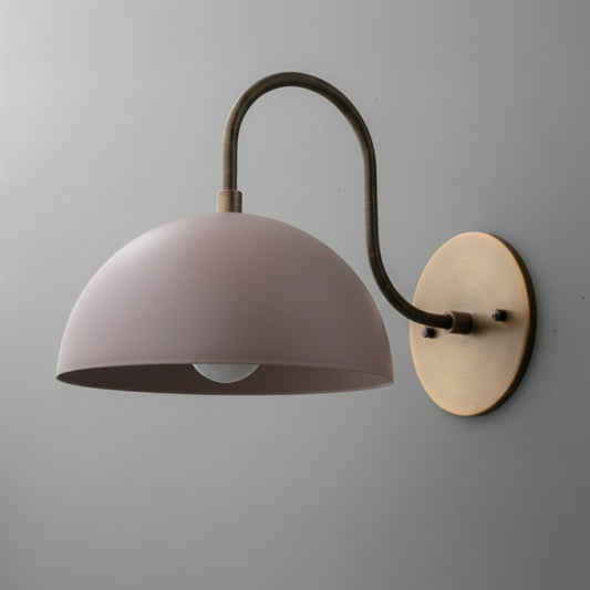 Antique Brass Arm Dome Shade Wall Sconce