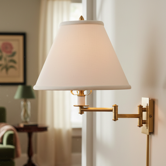 Tityos Retro Swing Arm Linen Metal Wall Sconce