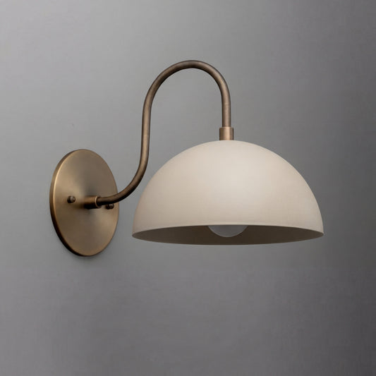 Antique Brass Arm Dome Shade Wall Sconce